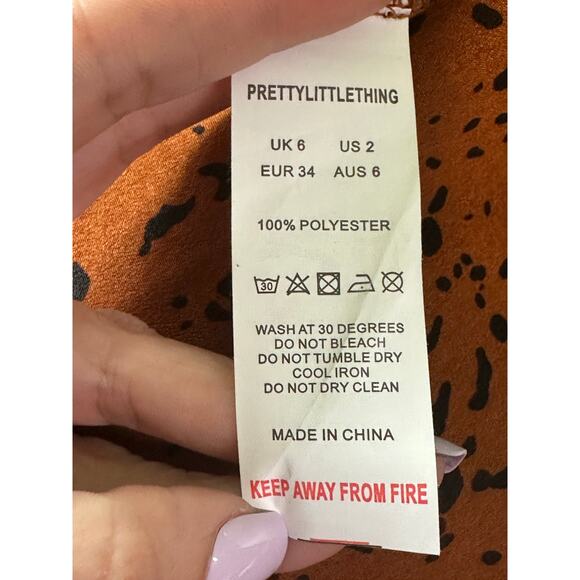 PrettyLittleThings brown black animal print pants size 2 - Picture 4 of 8